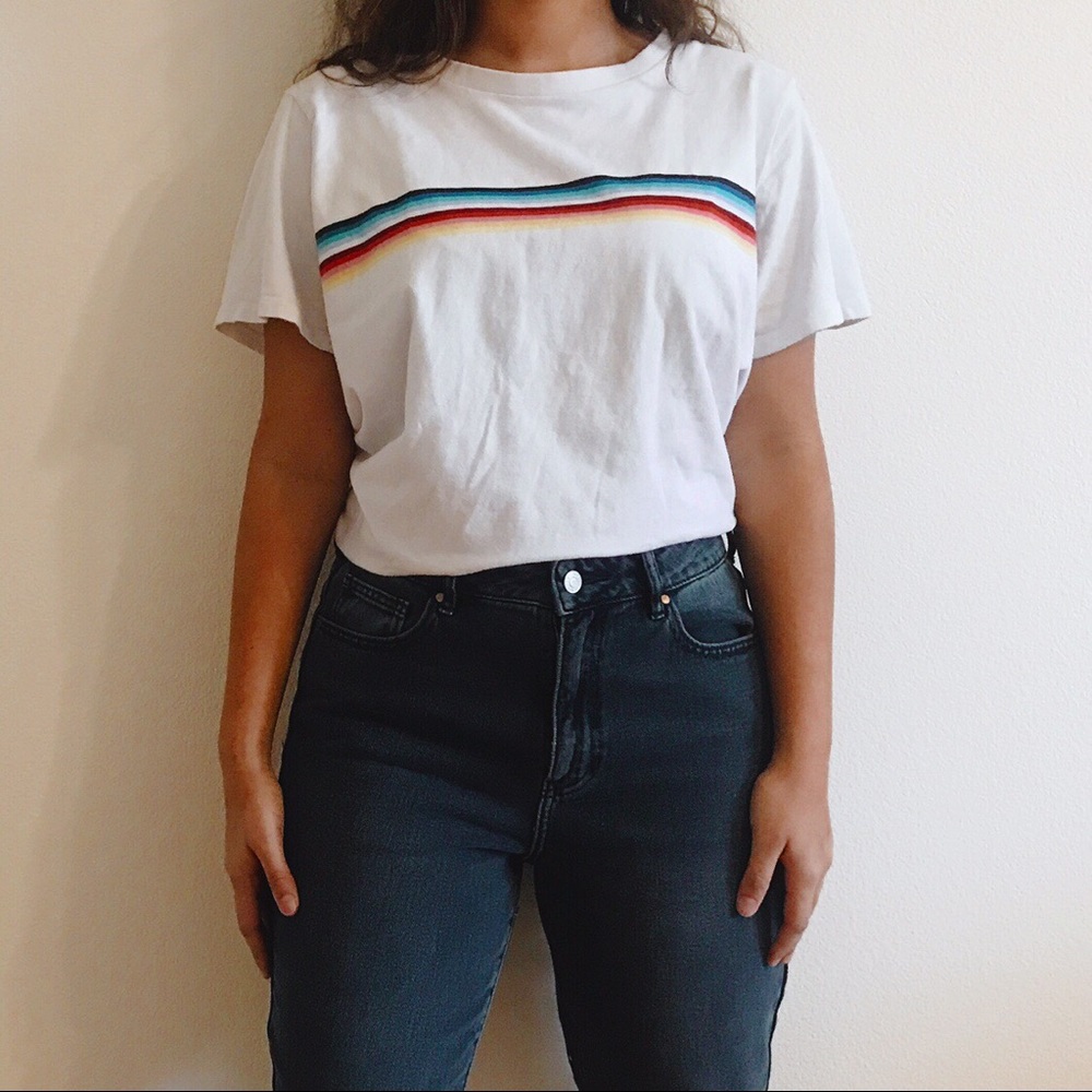 F21 rainbow stripe top